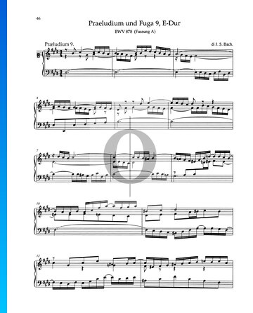 Preludio en mi mayor, BWV 878 Partitura