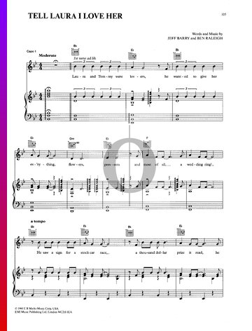 Tell Laura I Love Her Partitura