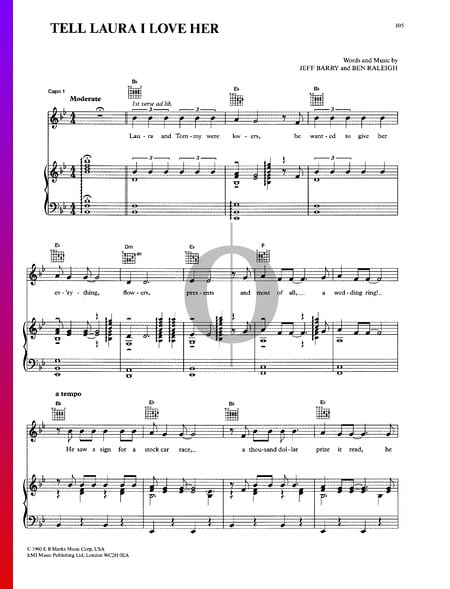 Tell Laura I Love Her Sheet Music