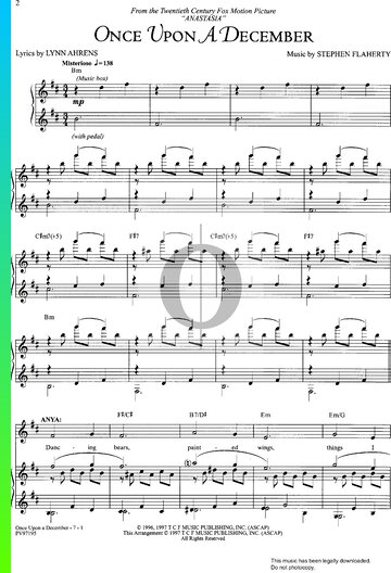 Once Upon A December Sheet Music