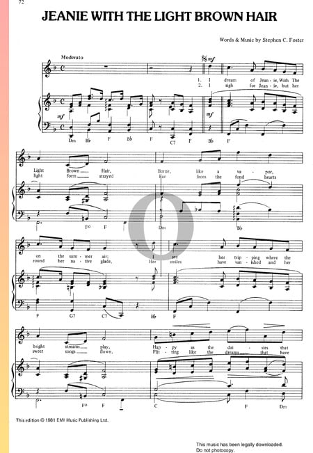 Jeanie With The Light Brown Hair Sheet Music