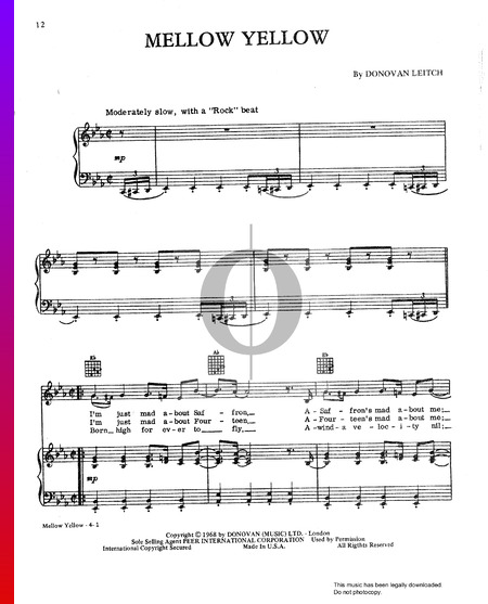 Mellow Yellow Sheet Music