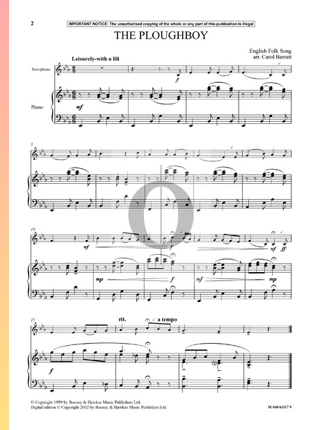 The Plough Boy Sheet Music