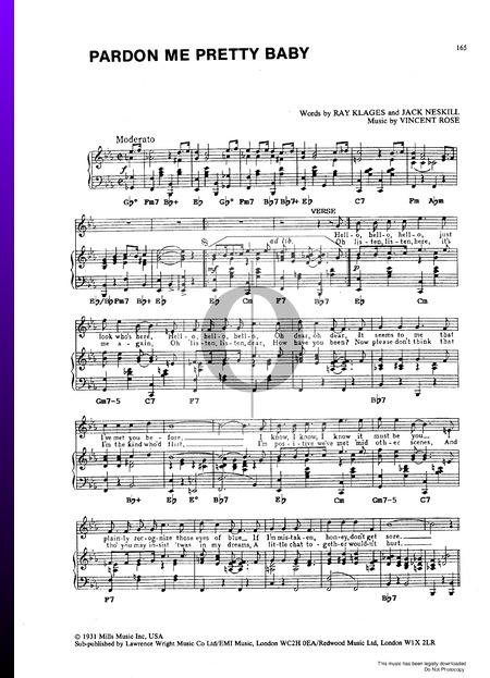 Pardon Me Pretty Baby Sheet Music