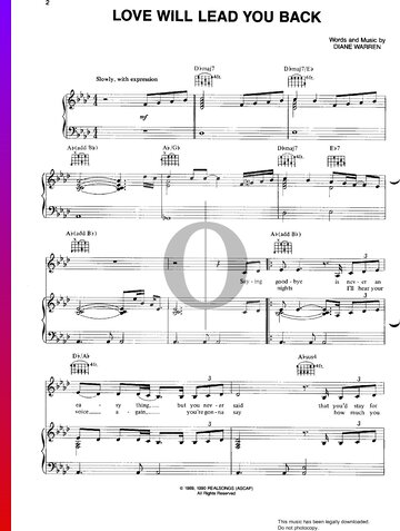 Love Will Lead You Back Sheet Music