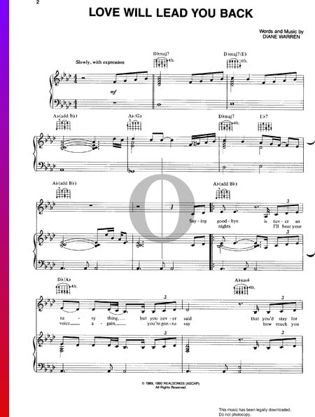 Love Will Lead You Back Sheet Music