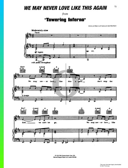 We May Never Love Like This Again Sheet Music