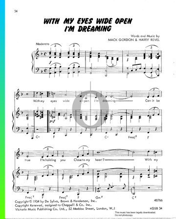 With My Eyes Wide Open I'm Dreaming Sheet Music