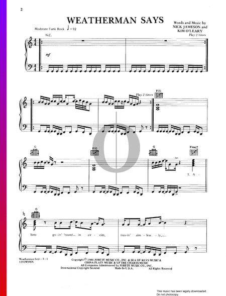 Weatherman Says Sheet Music