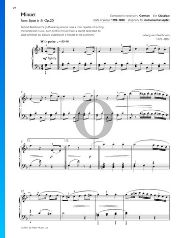 Septet in E-flat Major, Op. 20: Tempo die menuetto Sheet Music