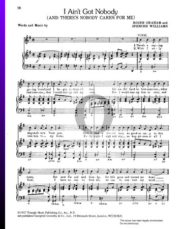 I Ain't Got Nobody (And There's Nobody Cares For Me) Partitura