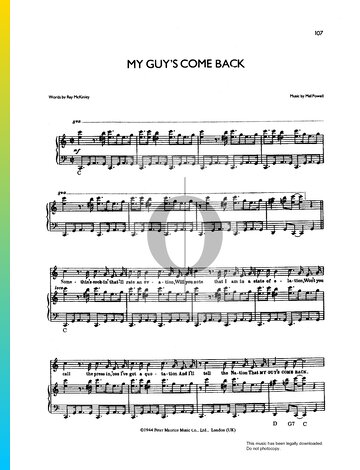 My Guy's Come Back Sheet Music