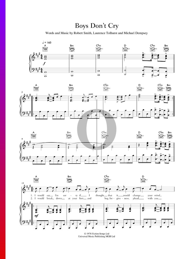 Boys Don't Cry » The Cure Partitions de piano OKTAV