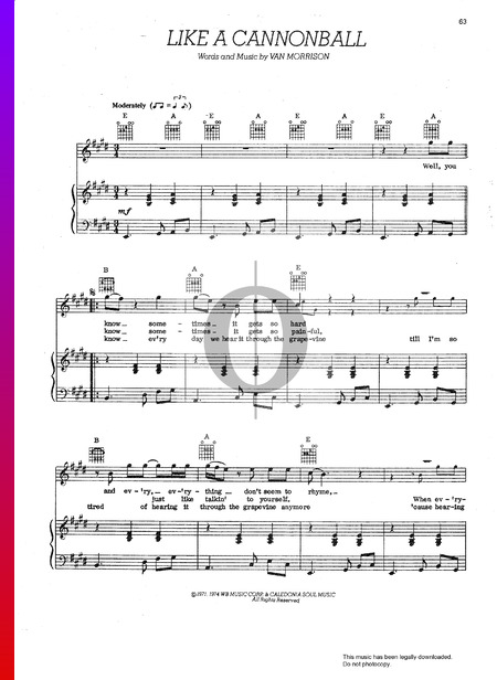 Straight To Your Heart (Like A Cannonball) Partitura