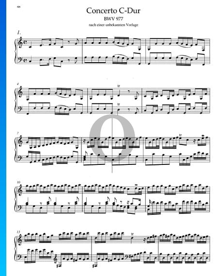 Concerto in C Major, BWV 977: 1. Andante Sheet Music