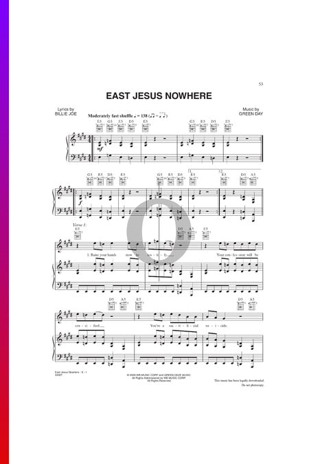 East Jesus Nowhere Sheet Music