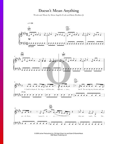Doesn't Mean Anything Sheet Music