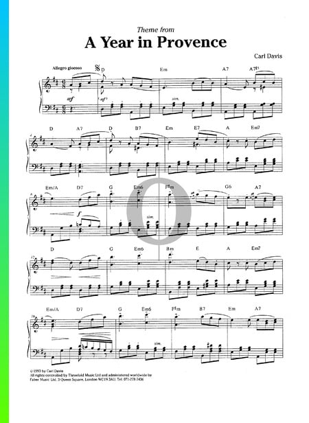 A Year in Provence Theme Sheet Music