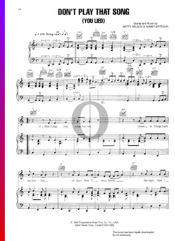 Don't Play That Song (You Lied) Partitura