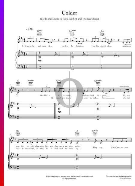 Colder Sheet Music
