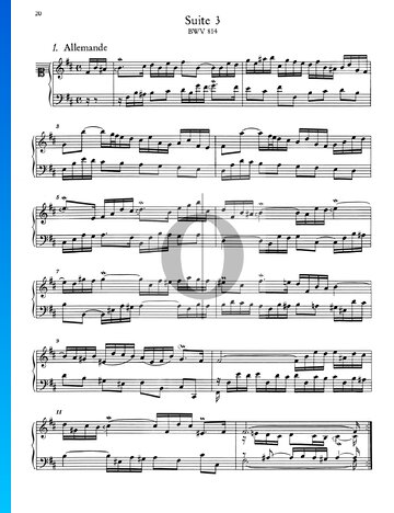 Partition Suite Française No. 3 Si bémol mineur, BWV 814: 1. Allemande