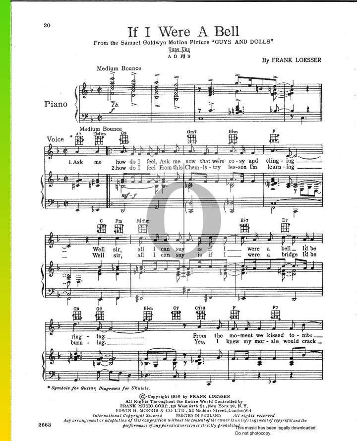 If I Were A Bell (Frank Loesser) Piano Sheet Music - OKTAV