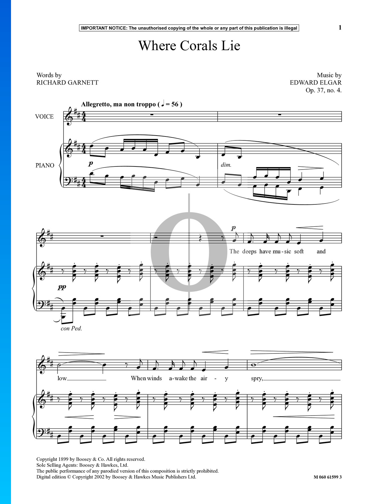 Sea Pictures Op 37 No 4 Where Corals Lie Edward Elgar Piano Sheet Sea Pictures Op 37 No 4 Where Corals Lie Edward Elgar Piano Sheet