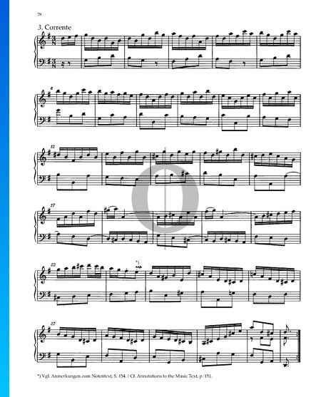 Partita 5, BWV 829: 3. Corrente Musik-Noten