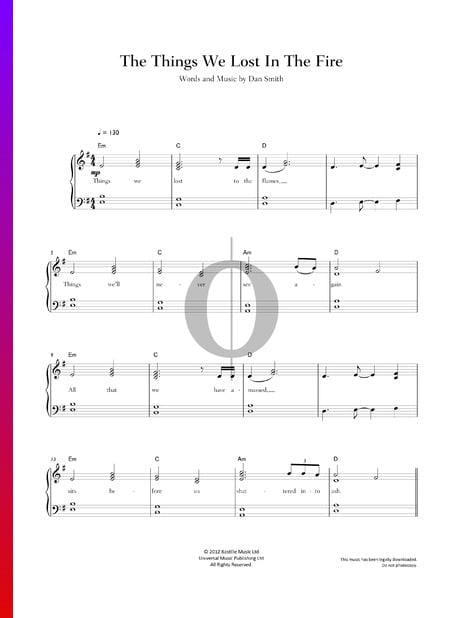 The Things We Lost In The Fire Sheet Music