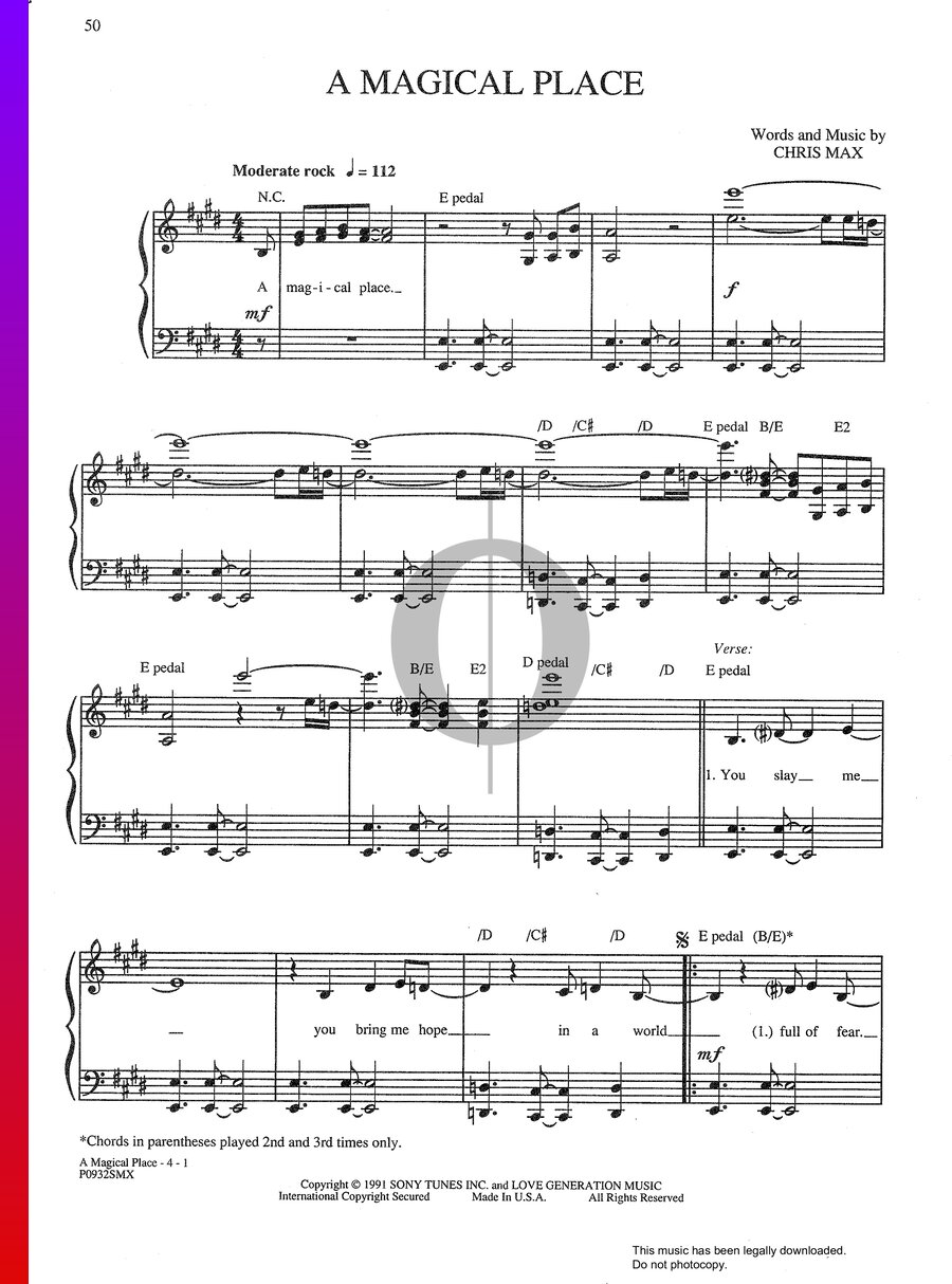 A Magical Place Martika Piano Sheet Music Oktav 0443