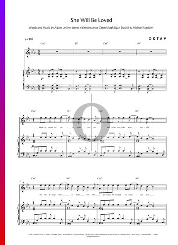 She Will Be Loved Sheet Music