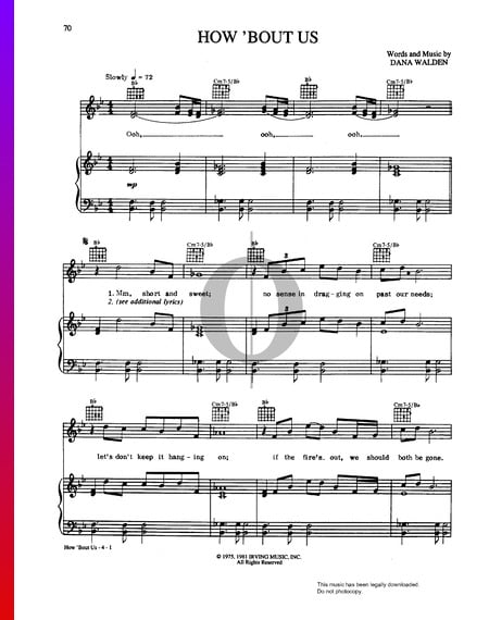 How 'Bout Us Sheet Music