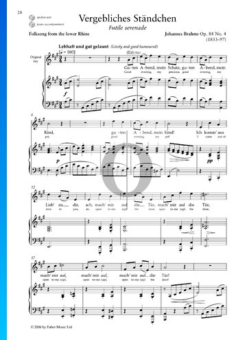 Vergebliches Ständchen, Op. 84: No. 4 bladmuziek
