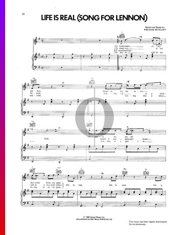 Life Is Real (Song For Lennon) Sheet Music