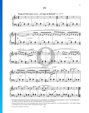 IV - Tempo di valse (poco vivace, à l’orgue de Barbarie) Sheet Music