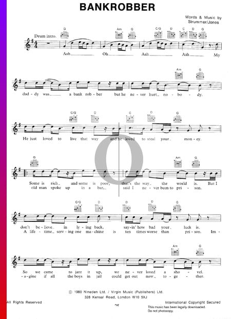 Bankrobber Sheet Music