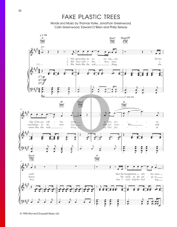 Fake Plastic Trees (Radiohead) Piano Sheet Music OKTAV