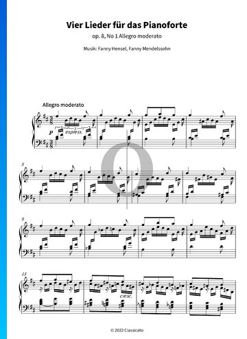 Vier Lieder für das Pianoforte, Op. 8 No. 1 Allegro moderato Spartito