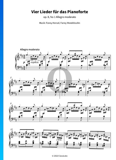 Vier Lieder für das Pianoforte, Op. 8 No. 1 Allegro moderato