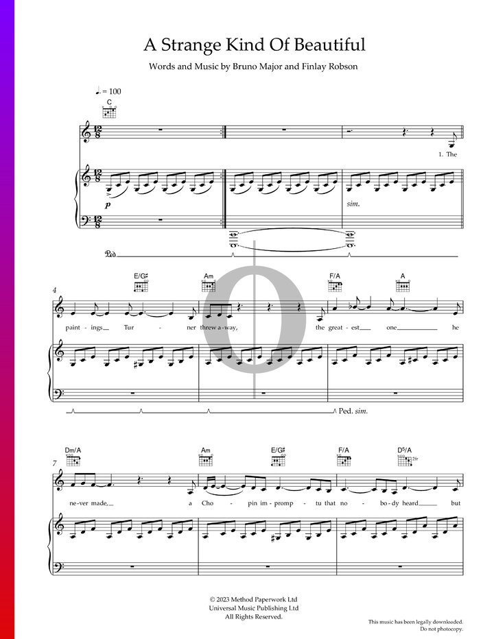 A Strange Kind Of Beautiful (Bruno Major) Piano Sheet Music OKTAV