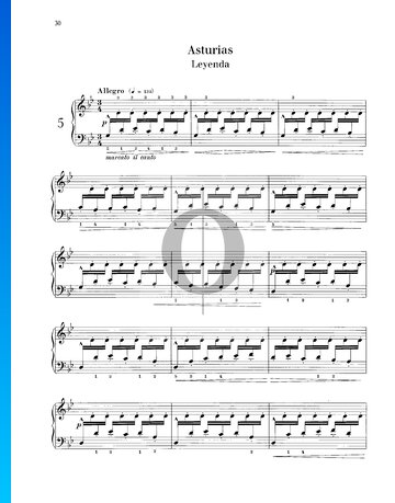 Suite Española No. 1, Op. 47: 5. Asturias (Leyenda) Partitura