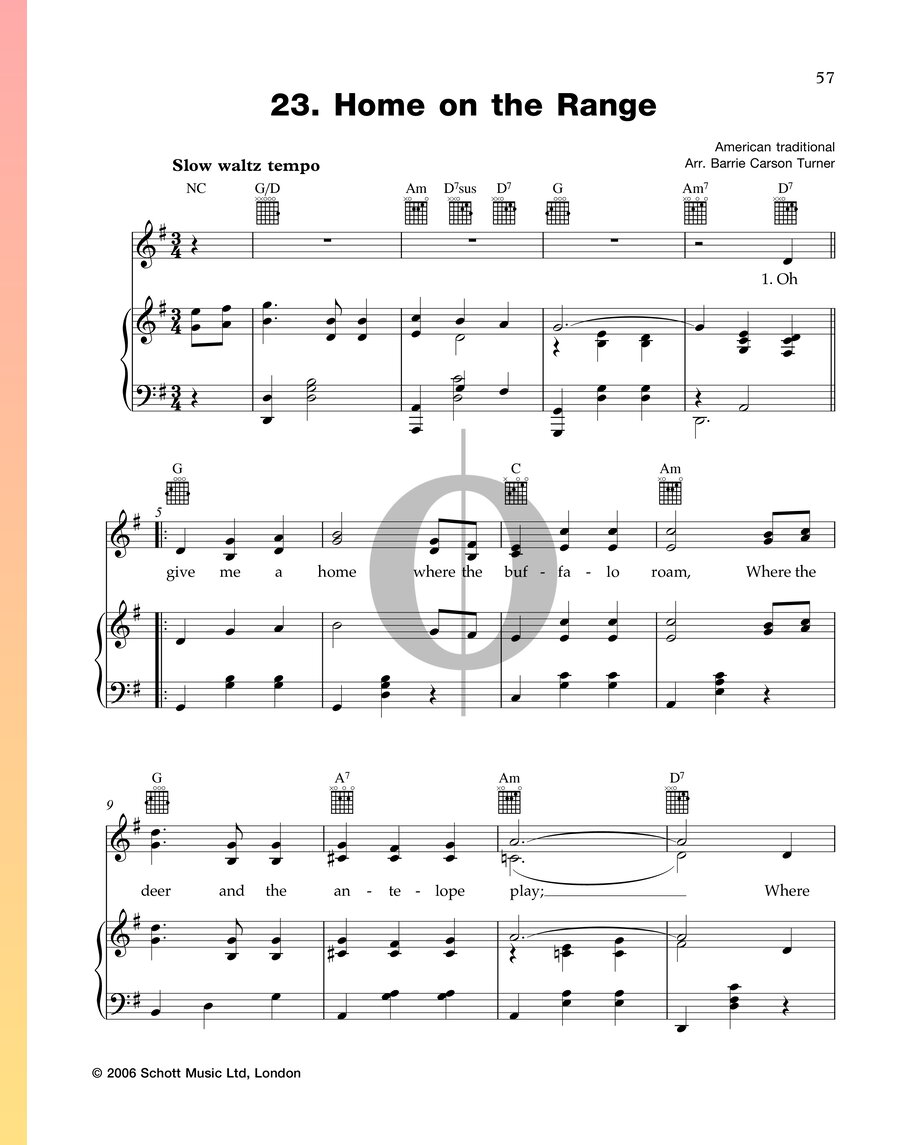 Home on the Range (Anonymous) Piano Sheet Music OKTAV