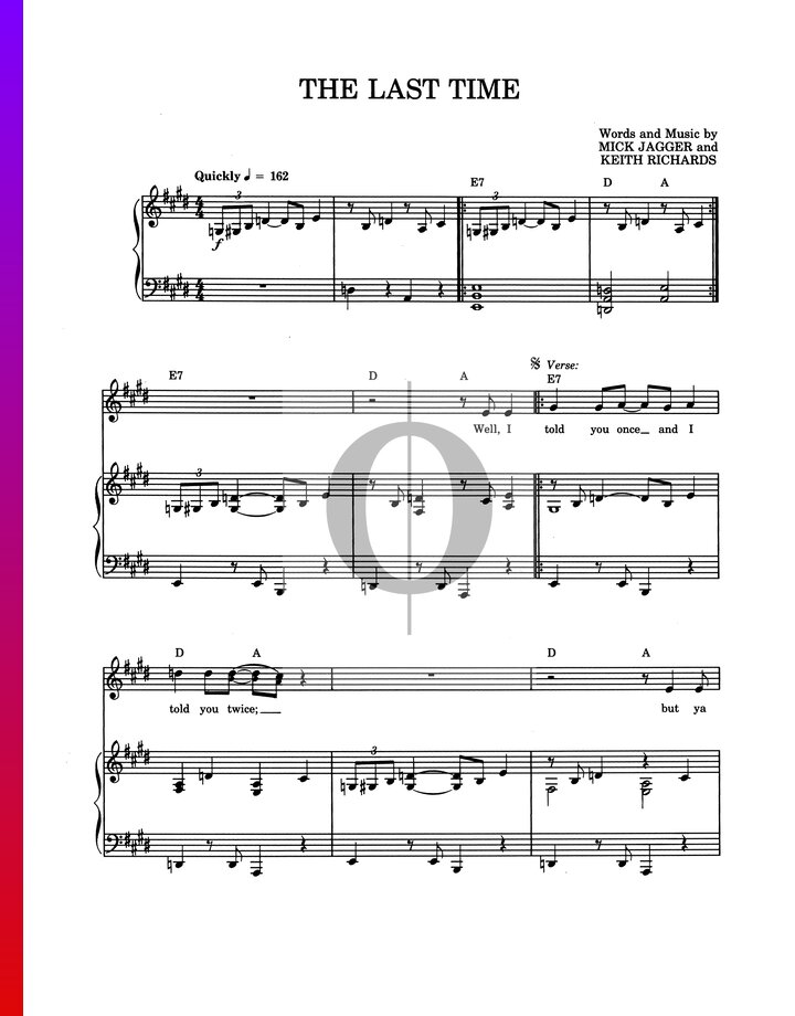 The Last Time (The Rolling Stones) Piano Sheet Music - OKTAV