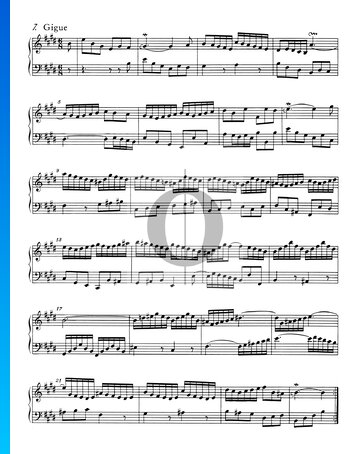 Partition Suite Française No. 6 Mi Majeur, BWV 817: 8. Gigue