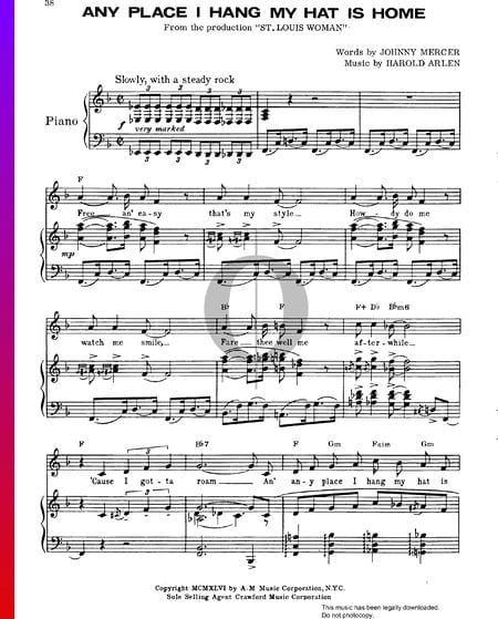 Any Place I Hang My Hat Is Home Sheet Music