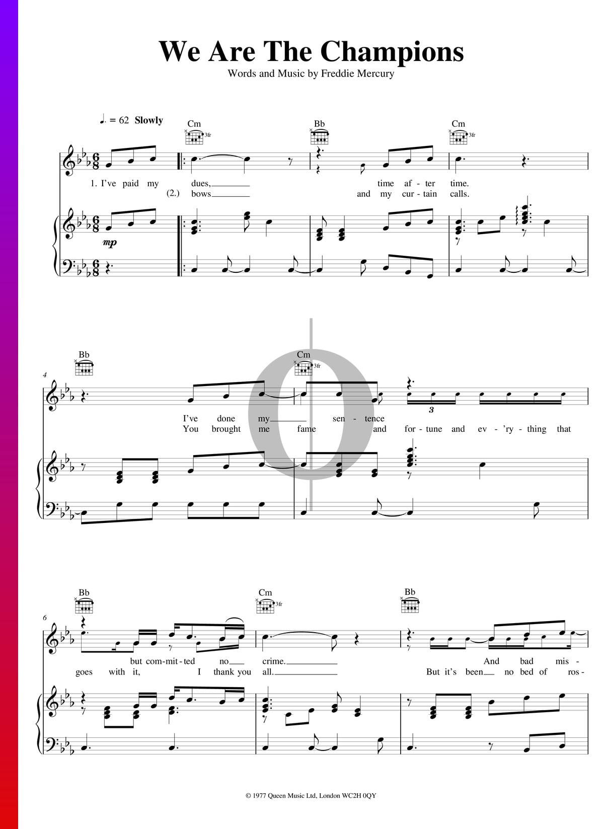 neutral Diez Aturdir ▷ We Are The Champions Sheet Music (Piano, Voice, Guitar) | PDF Download -  OKTAV