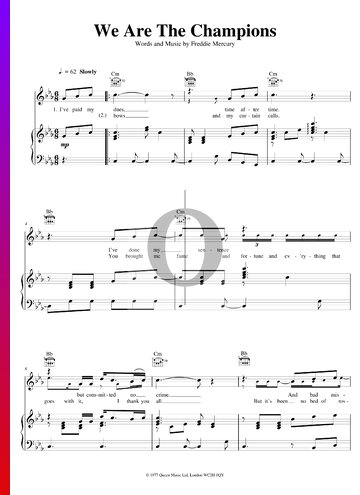 We Are The Champions Sheet Music