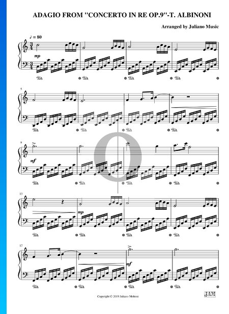 Oboe Concerto in D Minor, Op. 9 No. 2: 2. Adagio Partitura