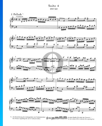 Partition Suites Anglaises No. 4 en Fa Majeur, BWV 809: 1. Prélude