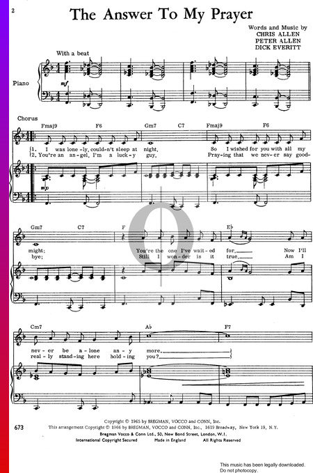 The Answer To My Prayer Musik-Noten